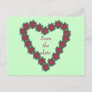 Poinsettia Heart Christmas Save the date Postcards