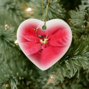 Poinsettia Heart Ornament
