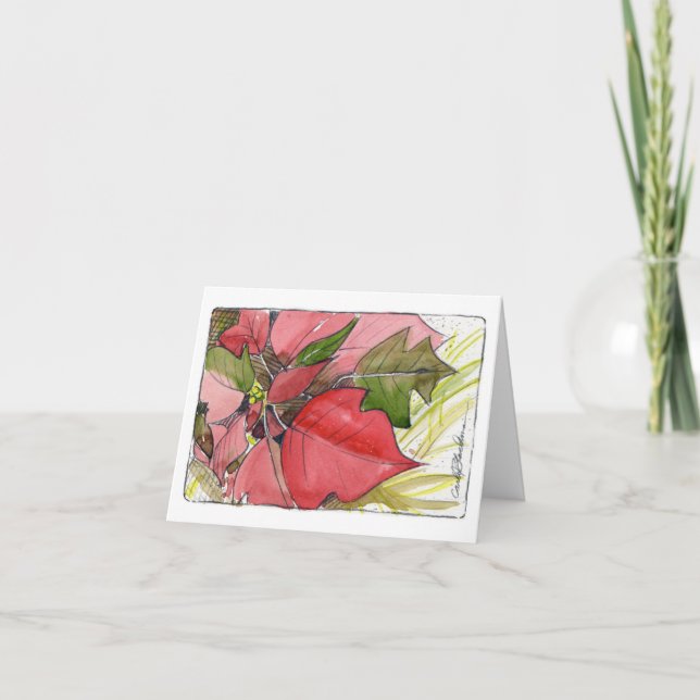 Poinsettia Holiday Card (Front)