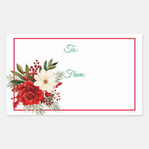 Poinsettia Holiday Christmas Sticker Gift Tags