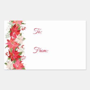 Poinsettia Holiday Christmas Sticker Gift Tags
