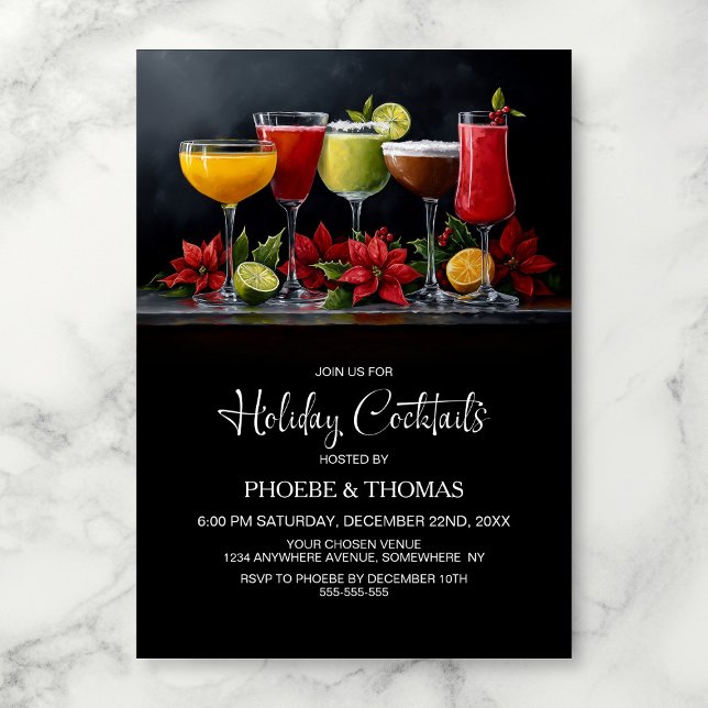 Poinsettia Holiday Cocktail Party Invitation (Creator Uploaded)