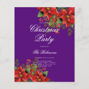 Poinsettia Holiday Invite Program & Menu Purple 