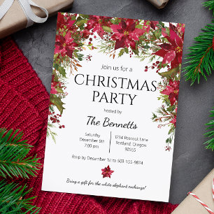 Poinsettia Holiday Party Invitation