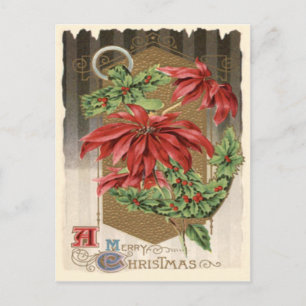 Poinsettia Holly Anchor Nautical Postcard