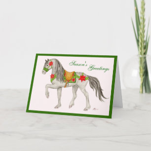 Poinsettia Horse card