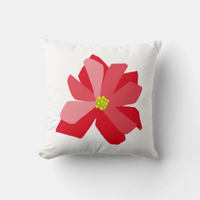 Poinsettia Illustration Cushion (Front)