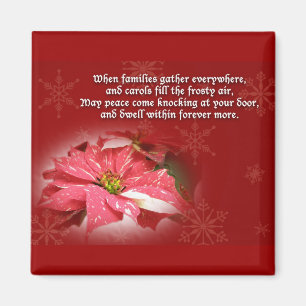 Poinsettia in Red and White Magnet