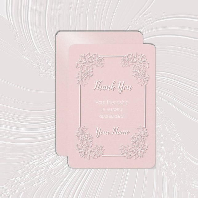Poinsettia Lace Pink Blush Thank You Card (Creator Uploaded)
