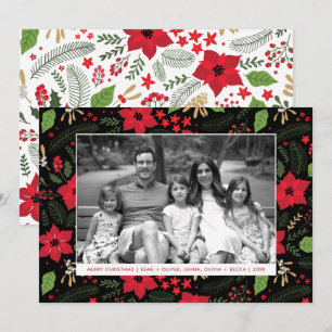 Poinsettia Magic Red Christmas Holiday Photo Card