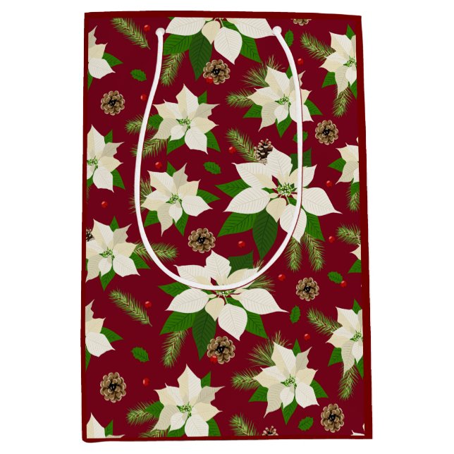 Poinsettia Medium Gift Bag (Front)
