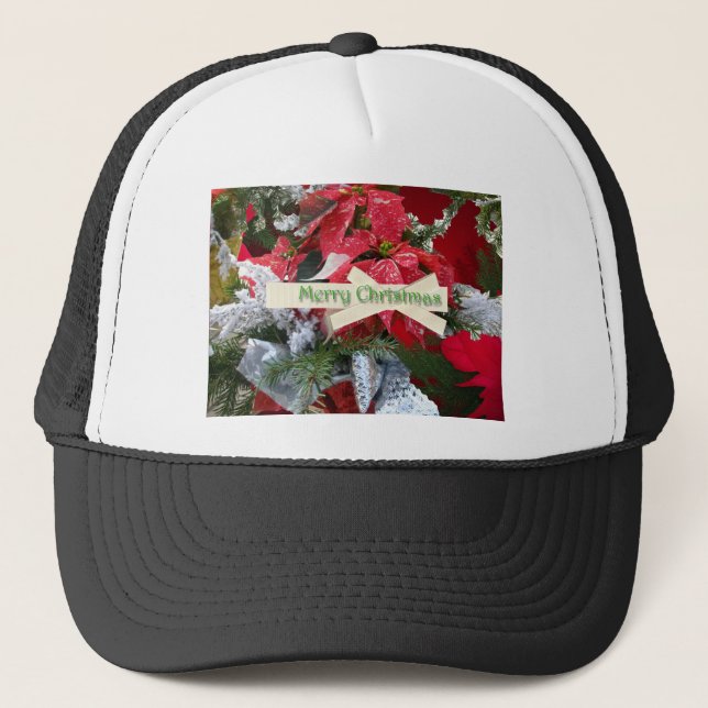 Poinsettia Merry Christmas Hat (Front)