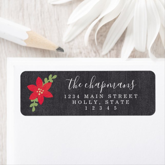 Poinsettia Merry Christmas Return Address Label (Insitu)