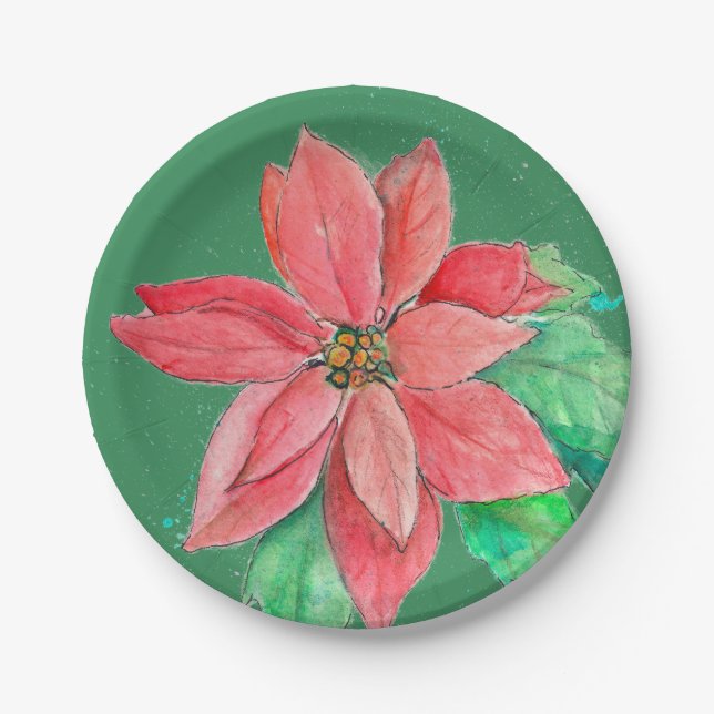 Poinsettia party plates (Front)