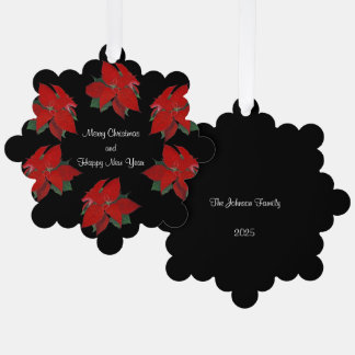 Poinsettia Pattern Christmas Ornament