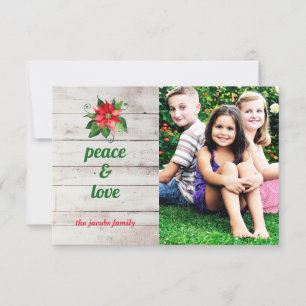 Poinsettia Peace & Love - 3x5 Christmas Card