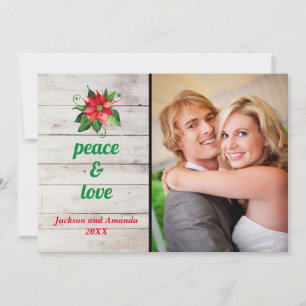 Poinsettia Peace & Love Wedding - Christmas Card