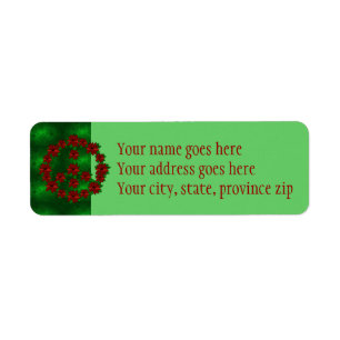 Poinsettia Peace Sign Return Address Label