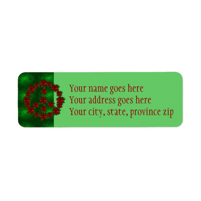 Poinsettia Peace Sign Return Address Label (Front)