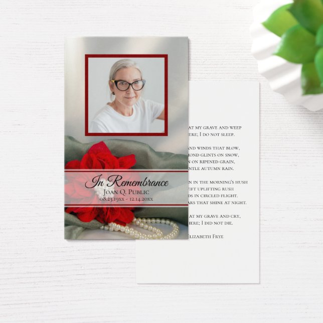 Poinsettia Pearls Winter Funeral Memorial Prayer (Desk)