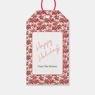 Poinsettia Personalised Happy Holiday Gift Tags