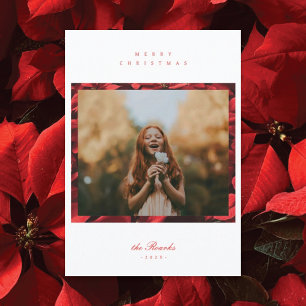 Poinsettia Petals Frame Photo Christmas Card