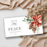 Poinsettia Pine Peace Christmas Logo Business Holiday Card<br><div class="desc">If you need any further customisation please feel free to message me on yellowfebstudio@gmail.com.</div>