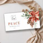 Poinsettia Pine Peace Christmas Logo Business Holiday Card<br><div class="desc">If you need any further customisation please feel free to message me on yellowfebstudio@gmail.com.</div>