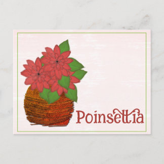 Poinsettia Plant Watercolor December Birthday Postcard