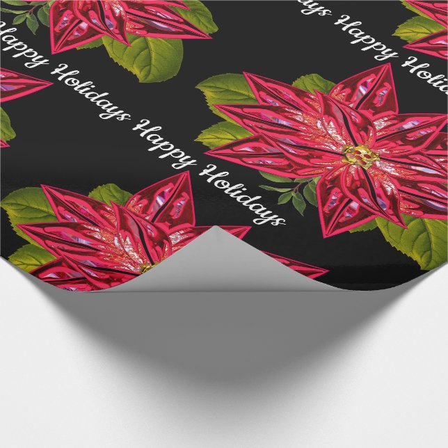 Poinsettia Pretty Magical Victorian Christmas Wrapping Paper (Corner)