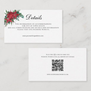 Poinsettia QR code Wedding Details Enclosure Card