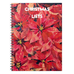 Poinsettia Red Christmas Lists Journal Notebook