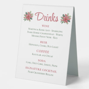 Poinsettia Red Floral Christmas Wedding Drinks