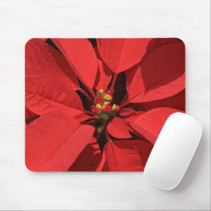 Poinsettia Red Flower Mouse Pad