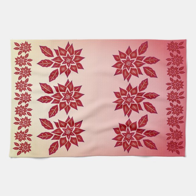 Poinsettia (red) tea towel (Horizontal)