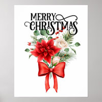Poinsettia Roses Christmas Flower Bouquet