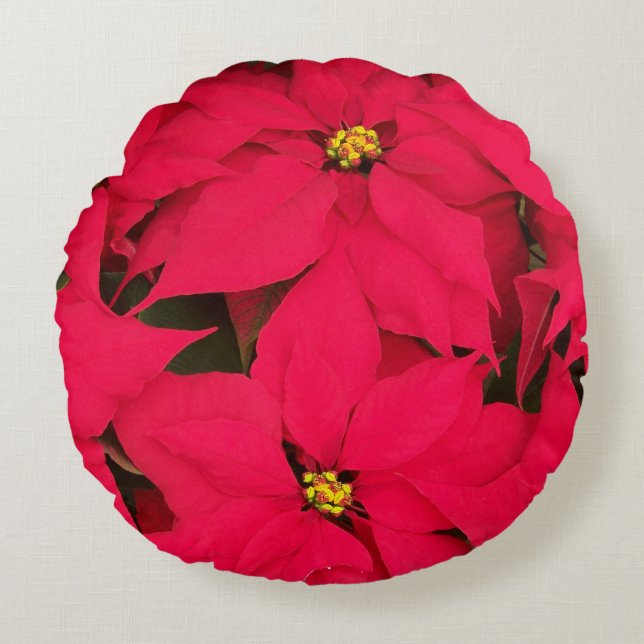 Poinsettia round pillow (Front)
