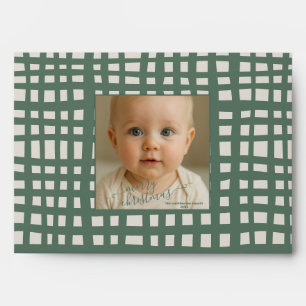 Poinsettia Sage Green Christmas Photo Envelope