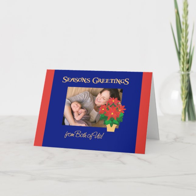 Poinsettia Season's Greetings From Both of Us Holiday Card (Front)