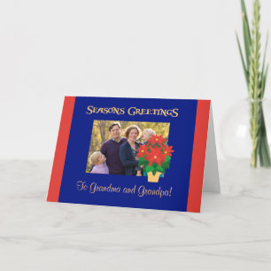 Poinsettia Season's Greetings to Personalise Holiday Card