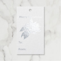 Poinsettia Silver Foil Gift Tag
