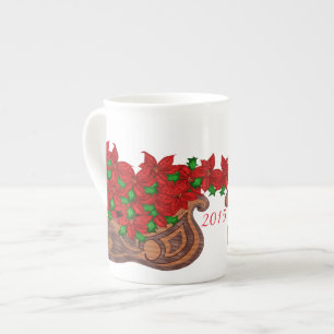 Poinsettia Sled Bone China mug