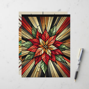 Poinsettia Stained Glass Festive Scrapbook Paper