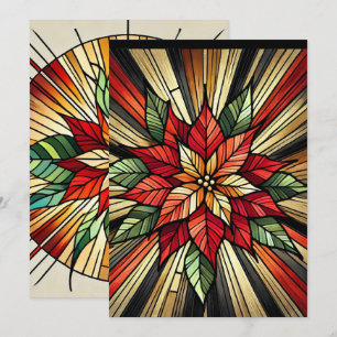 Poinsettia Stained Glass Printable Scrapbook Paper Invitation