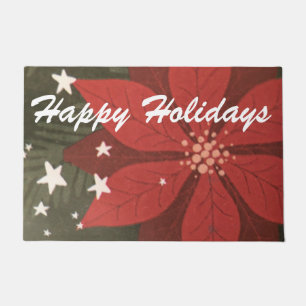Poinsettia & Stars Doormat