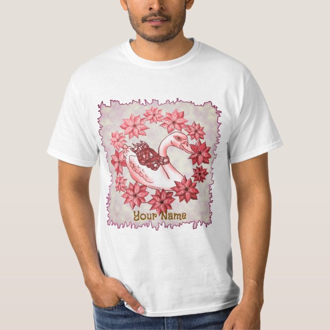 Poinsettia Swan T-Shirt (Front)