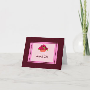 Poinsettia Thank You Card With Pink Border