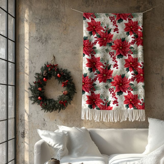 Poinsettia Throw Blanket Classic Yuletide Style (Poinsettia Throw Blanket Classic Yuletide Style)