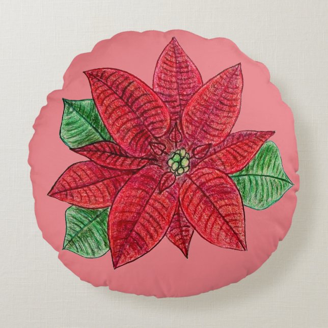 Poinsettia Throw Pillow (Front)