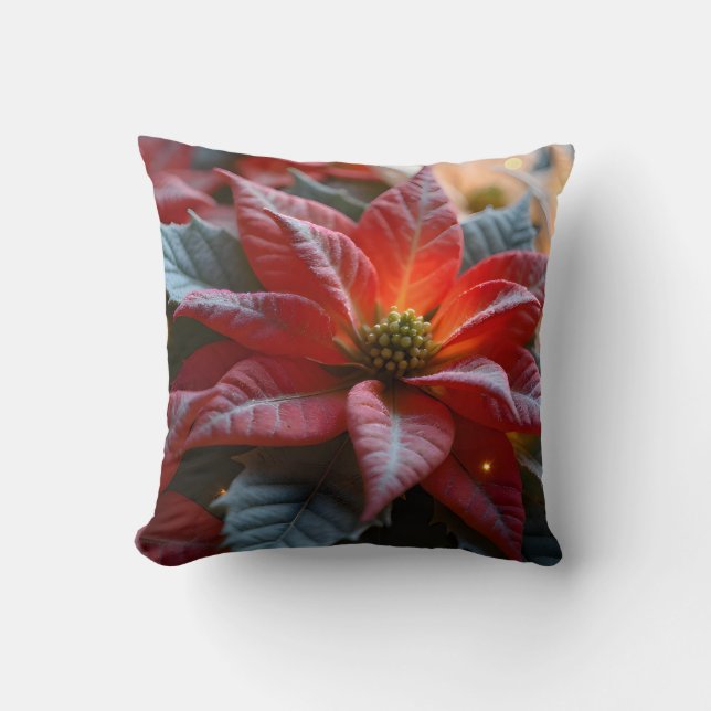 Poinsettia Throw Pillow (Front)